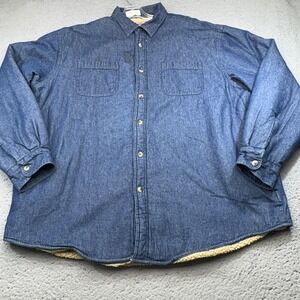 Wrangler Hero Jacket Mens Extra Large Blue Denim Sherpa Lined Button Workwear